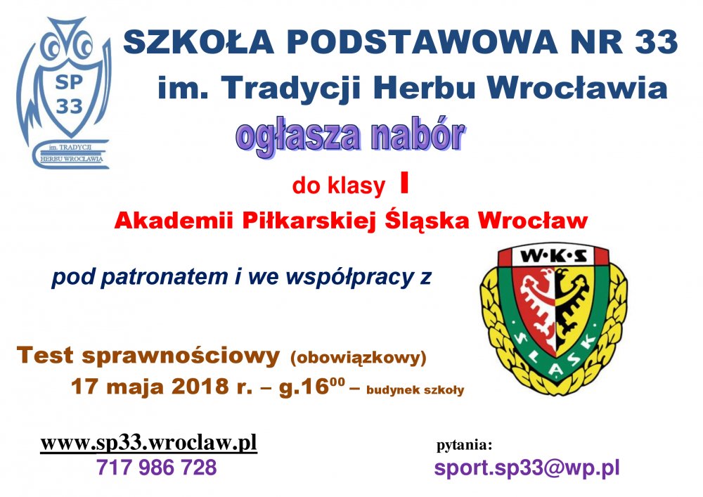 Klasa I Akademii Piłkarskiej Śląska Wrocław